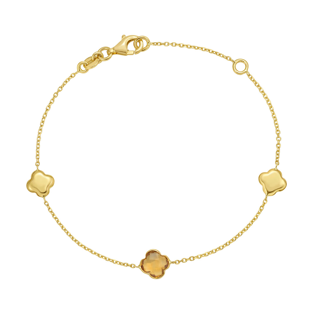 14K Citrine Clover Gem Bracelet