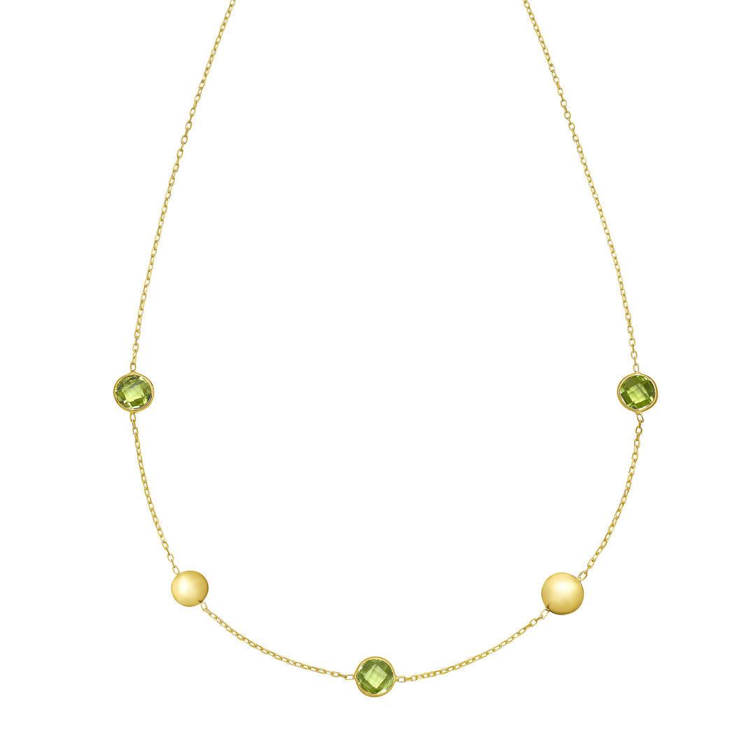 14K Peridot Pebble Necklace
