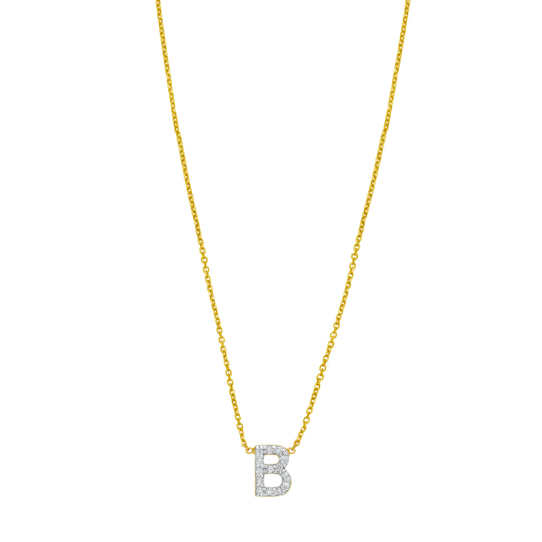 14K Mini Diamond B Initial