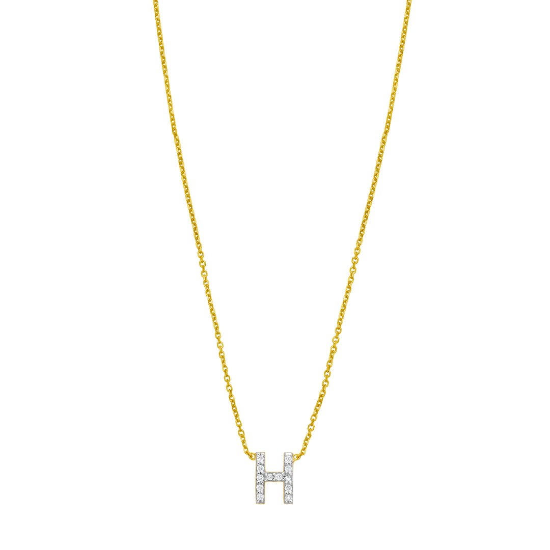 14K Mini Diamond H Initial