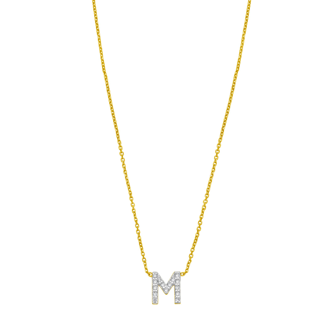 14K Mini Diamond M Initial