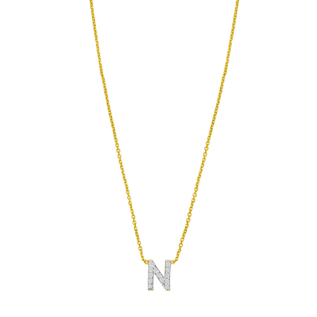 14K Mini Diamond N Initial
