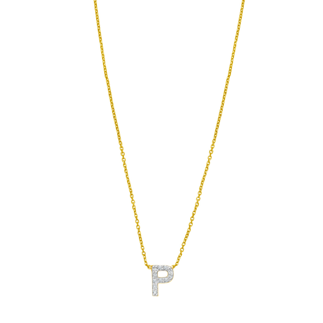 14K Mini Diamond P Initial