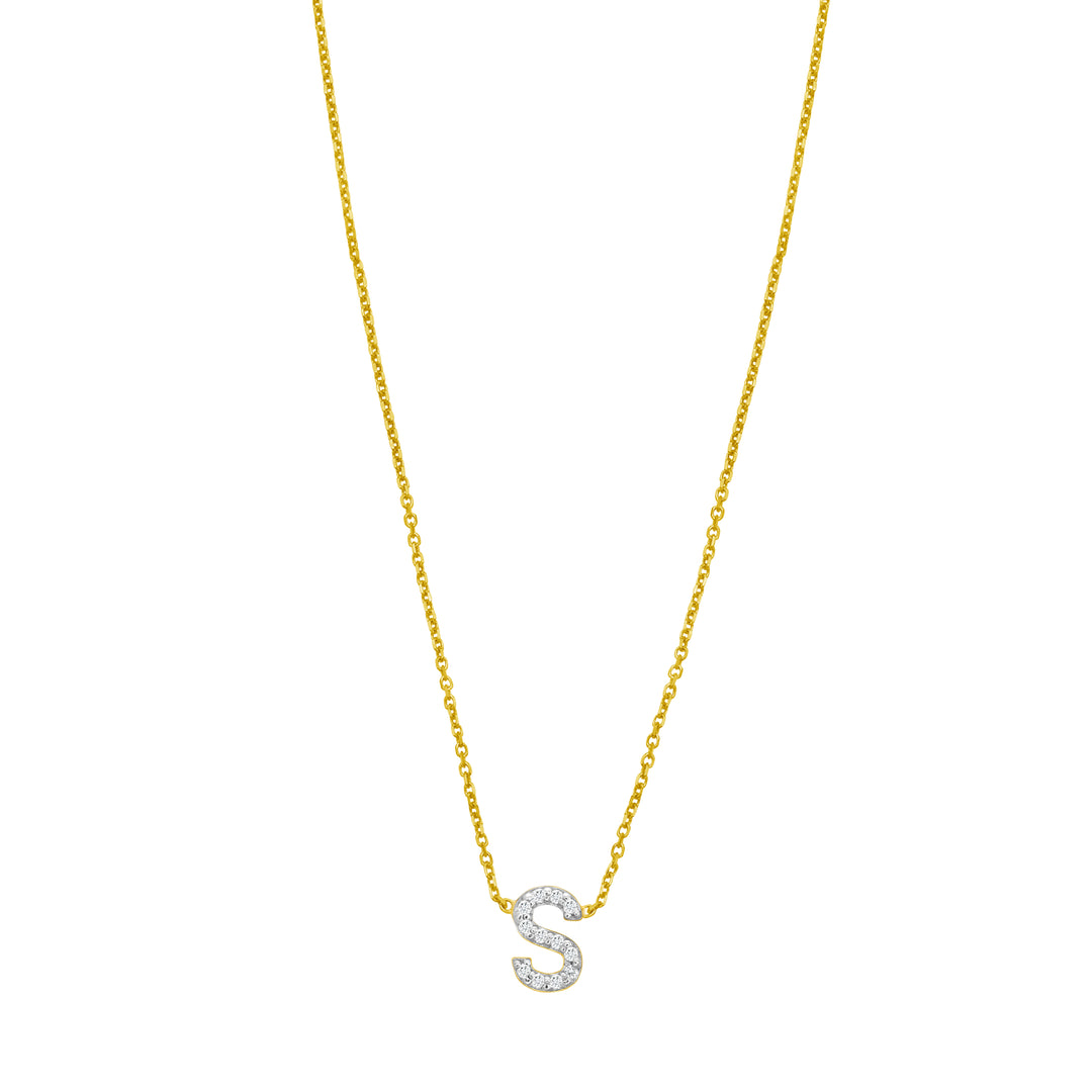 14K Mini Diamond S Initial