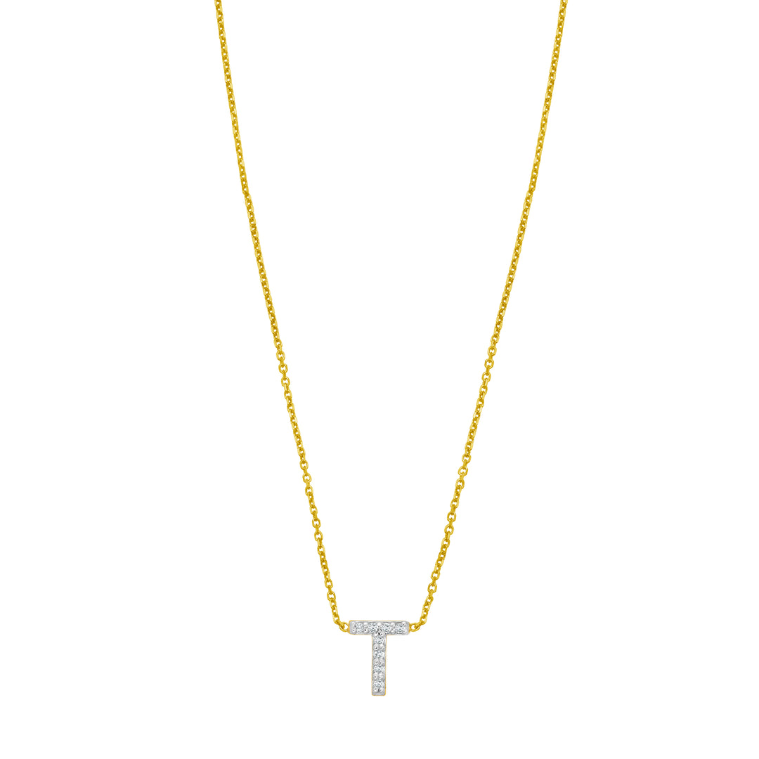 14K Mini Diamond T Initial