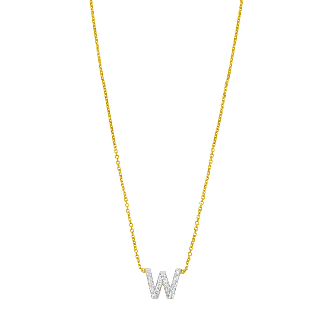 14K Mini Diamond W Initial