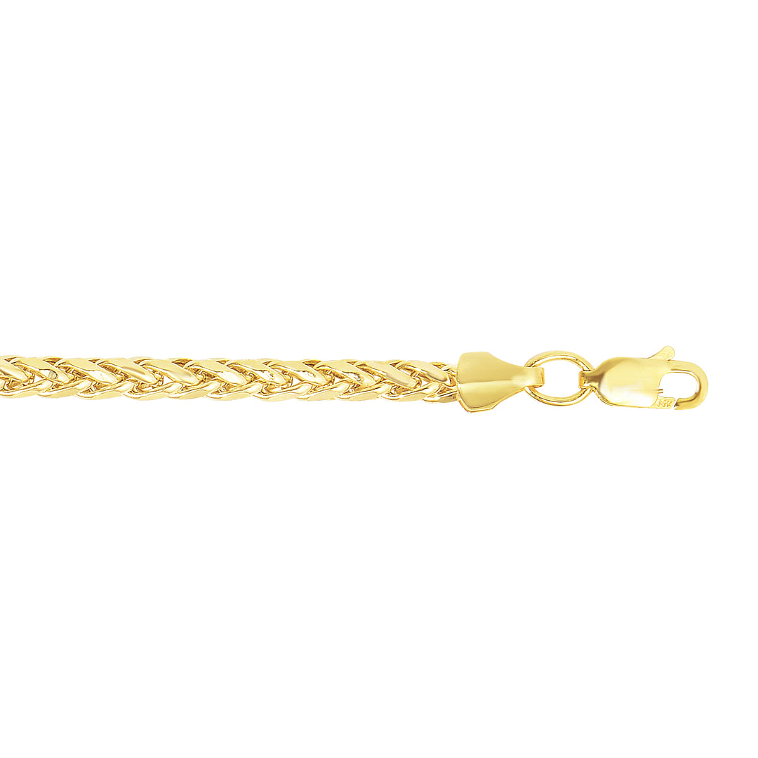 14K Gold 24"" 3.15mm Diamond Cut Lite Round Wheat Chain
