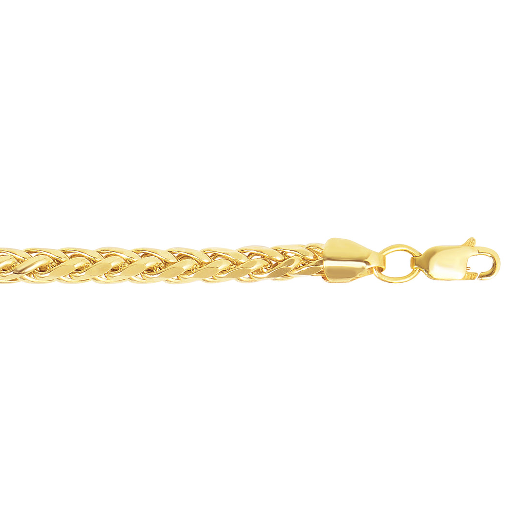 14K Gold 24"" 4.1mm Diamond Cut Lite Round Wheat Chain