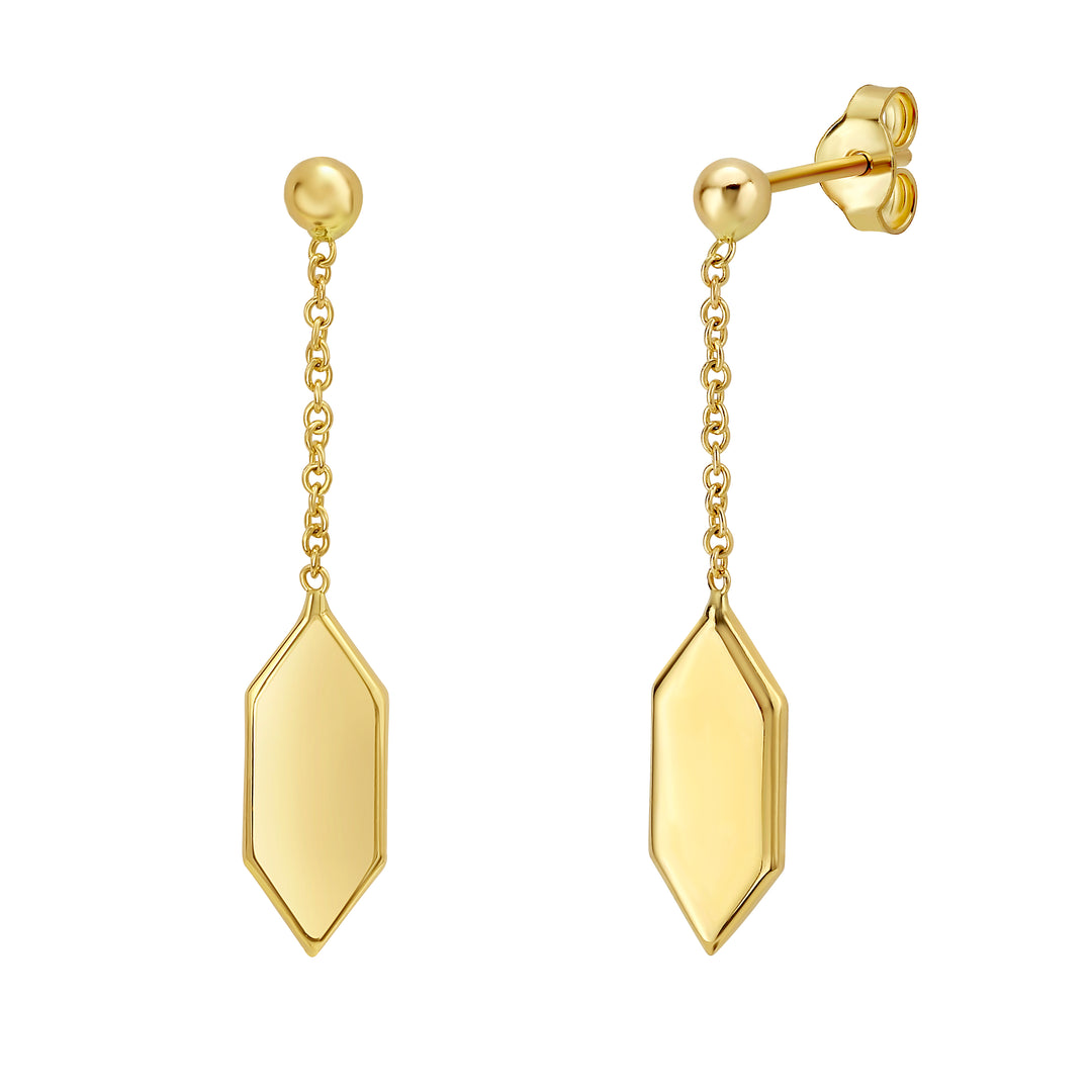 14K Hexagon Drop Earrings