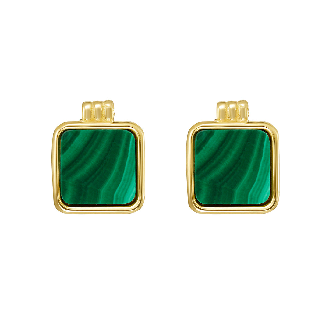 14K Malachite Square Stud