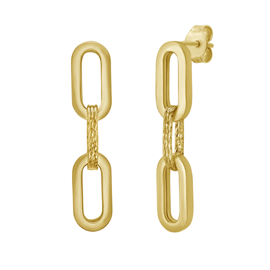 14K Mini Diamante Paperclip Earrings
