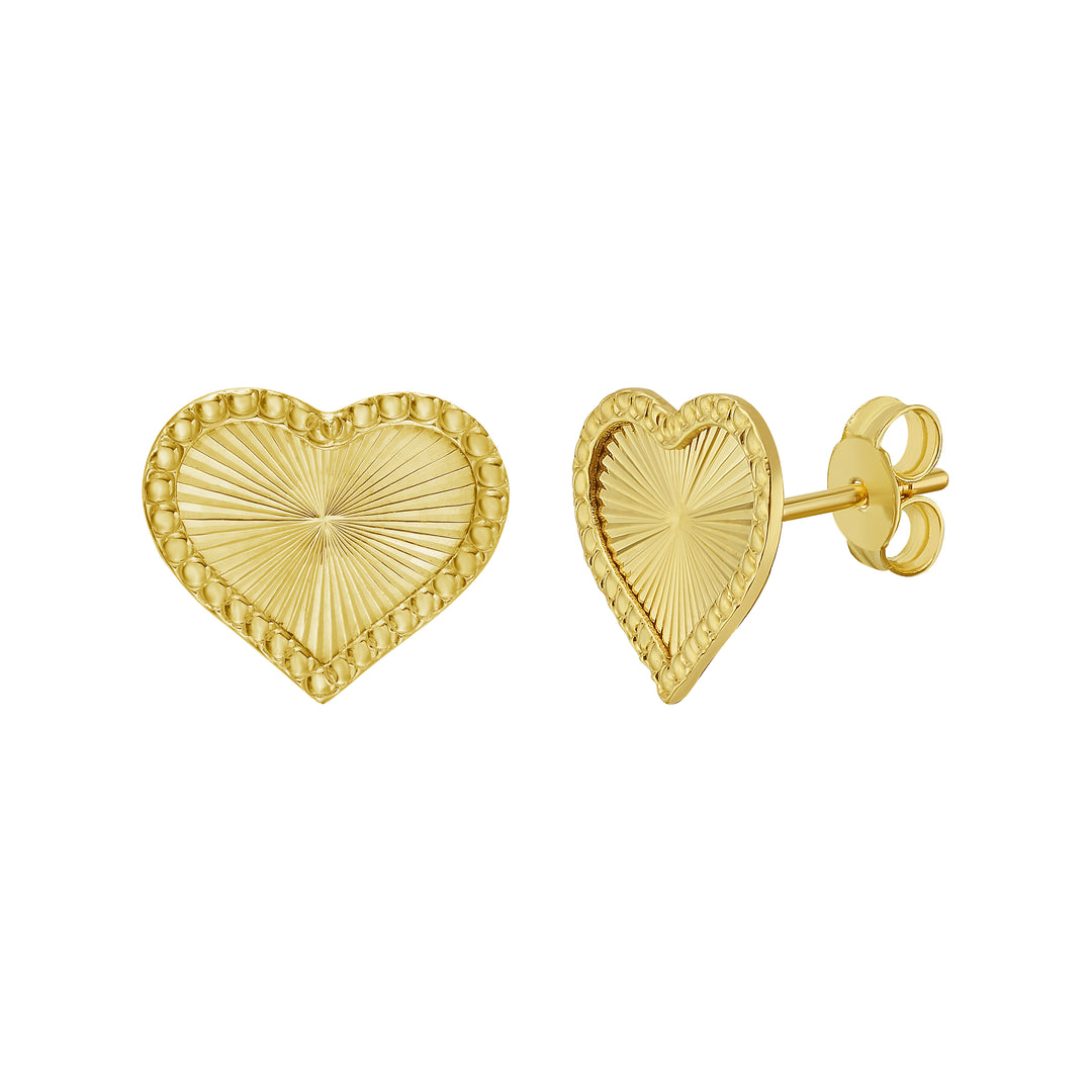 14K Radiating Heart Studs