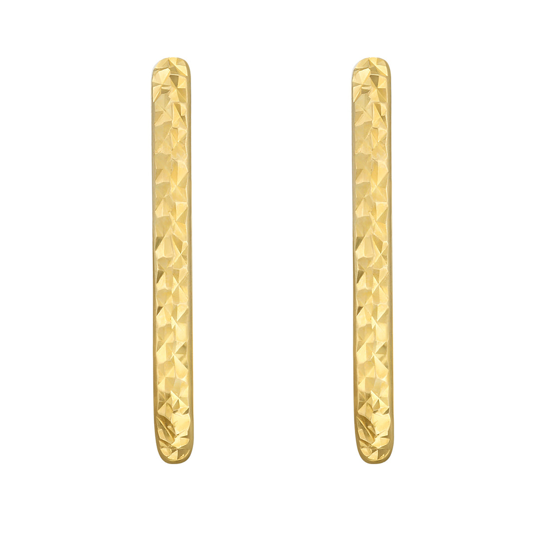 14K Gold Textured Oval Hoops