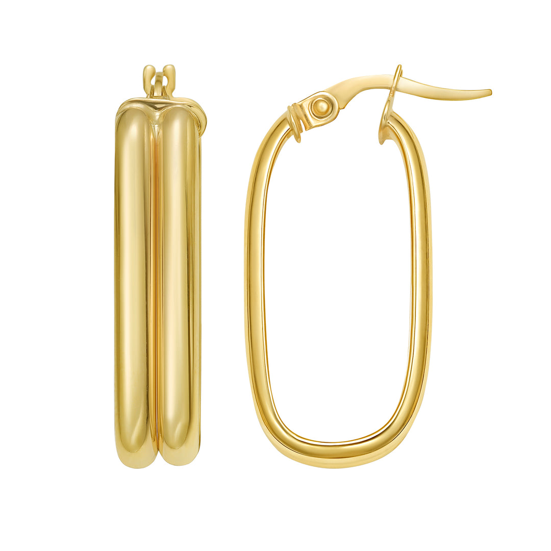 14K Double Row Paperclip Hoop Earrings