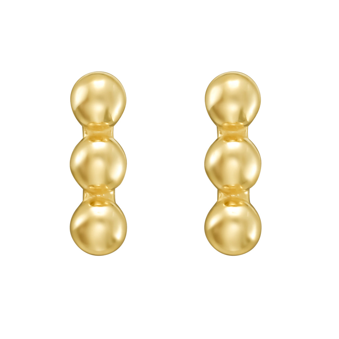 14K Beaded Bar Post Earrings
