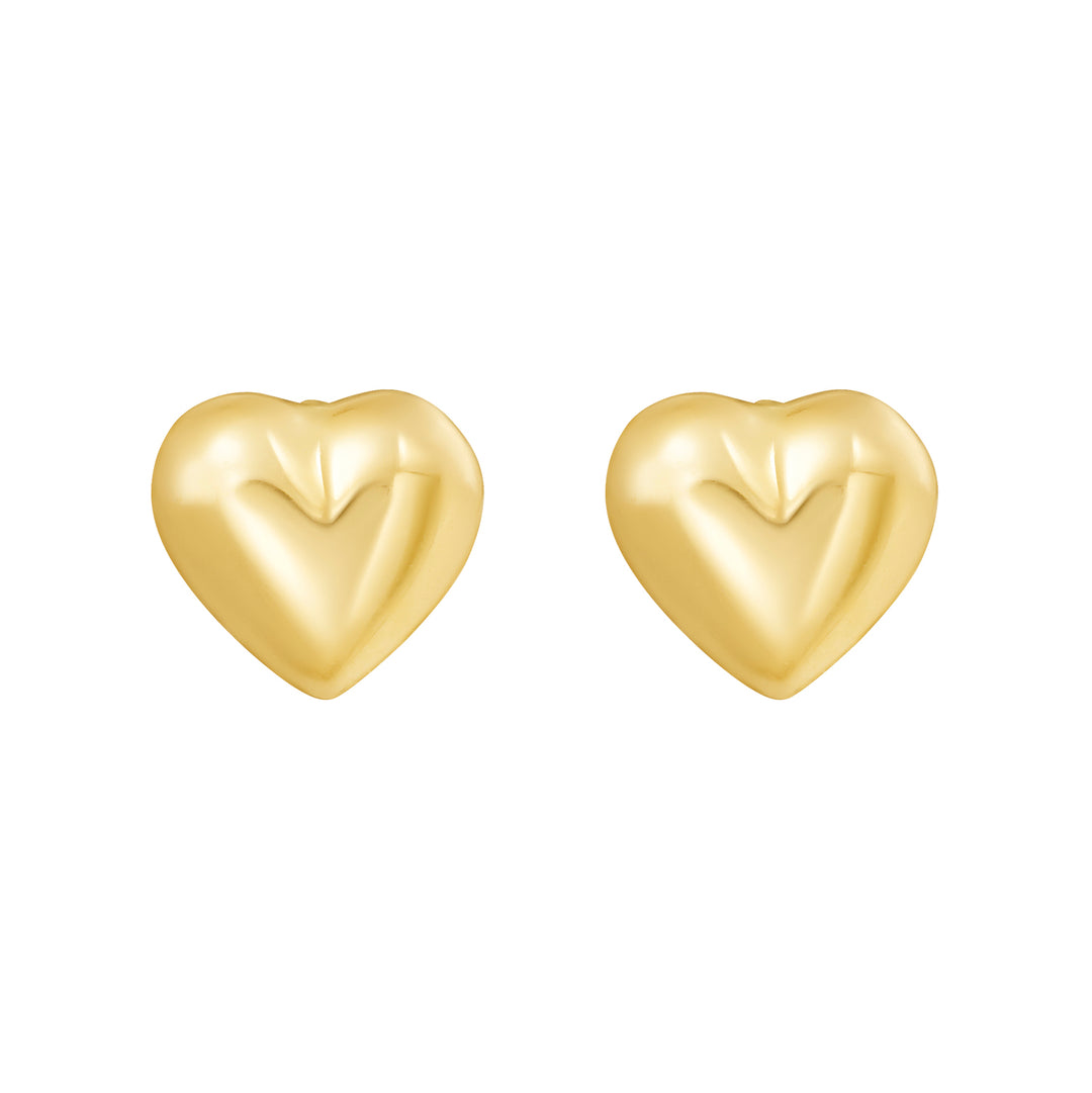 14K Mini Puffed Heart Studs