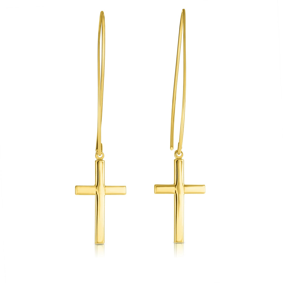 14K Gold Small Cross Threader Earring