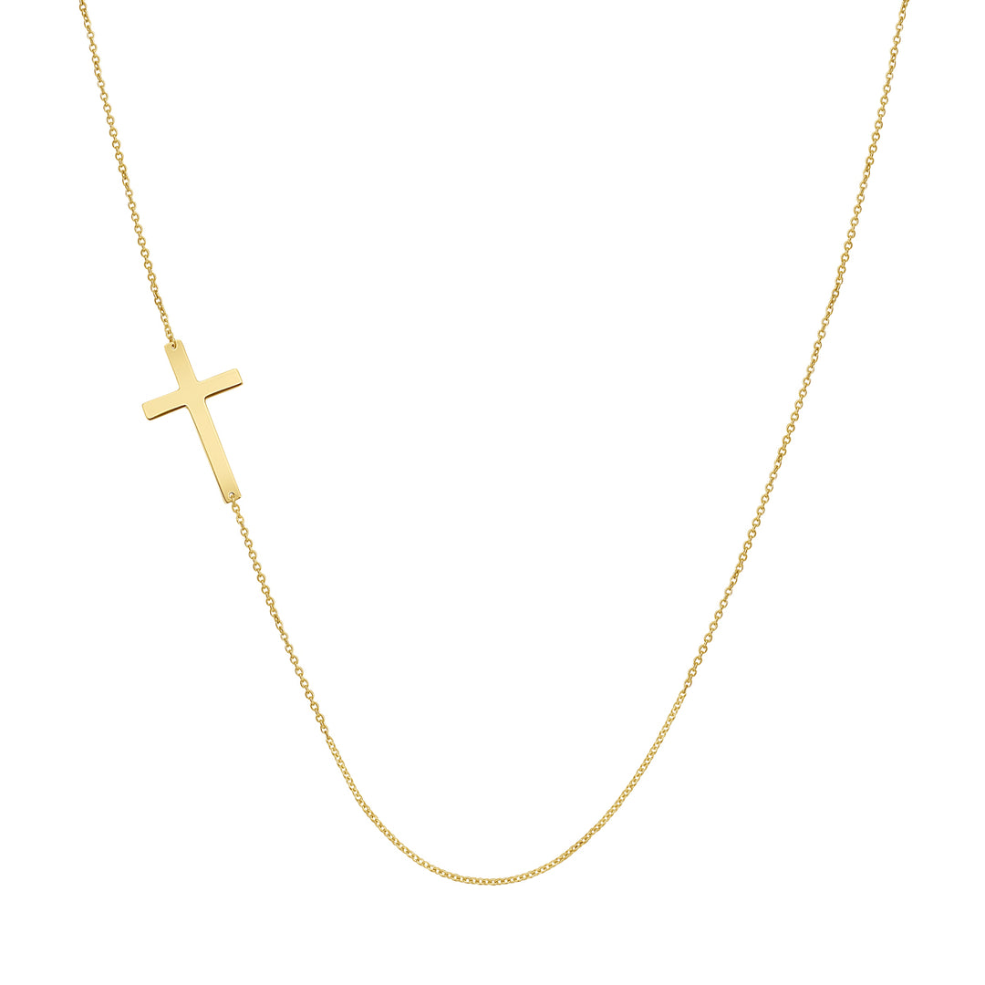 14K Gold Flat Cross Necklace