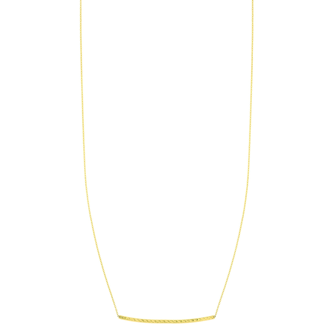 14K Gold Diamond Cut Thin Bar Necklace