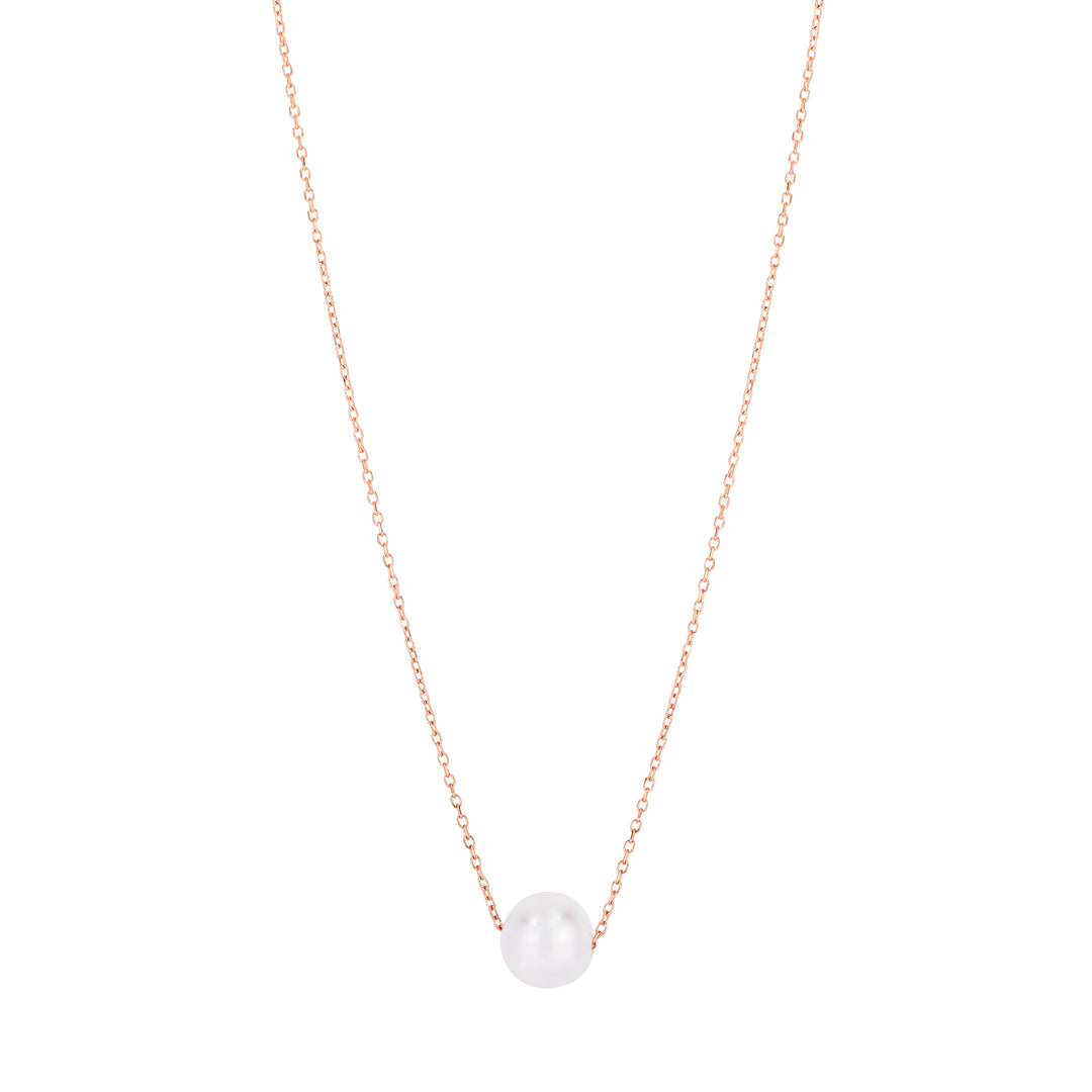 14K Pearl Necklace Solitaire