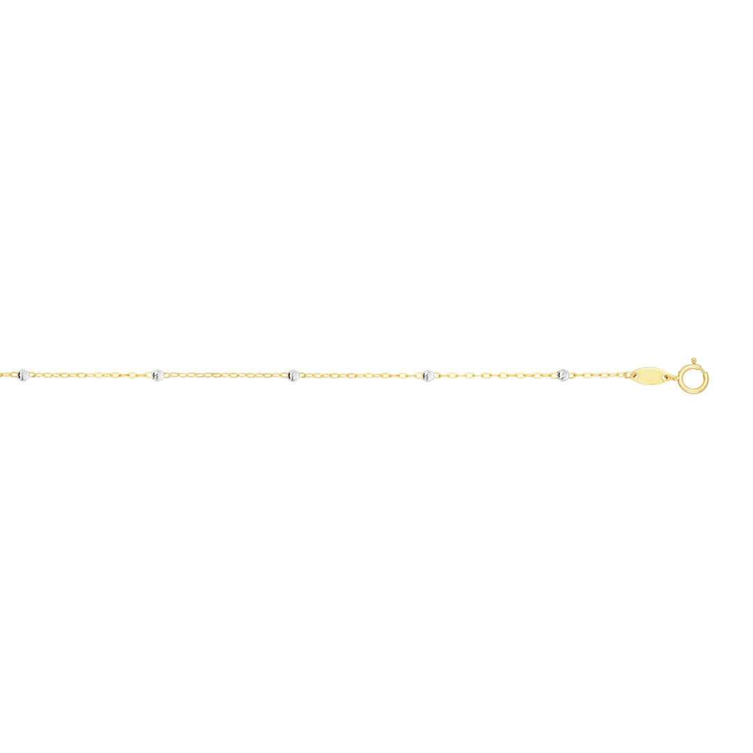 14K Gold 1.8mm Diamond Cut Bead Saturn Chain