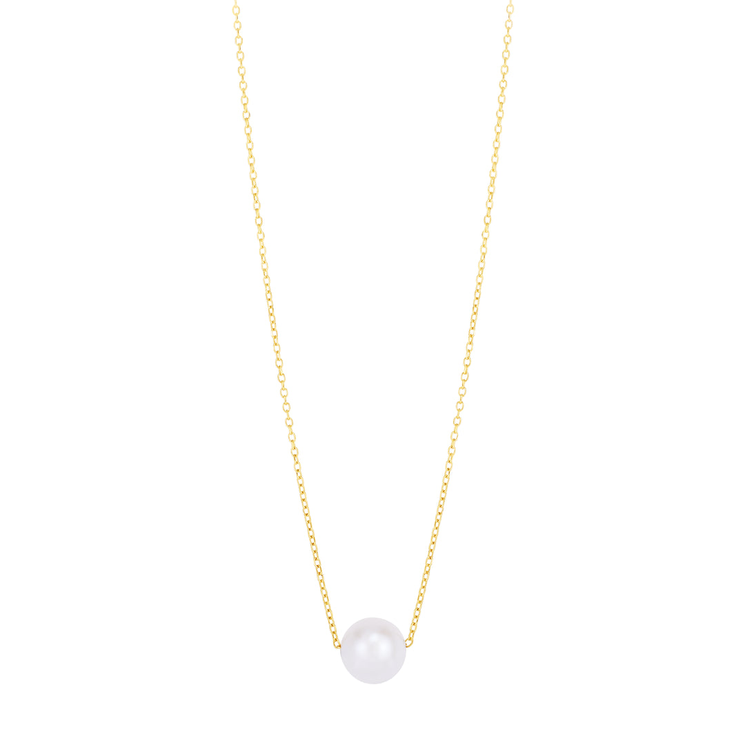 14K Pearl Necklace Solitaire