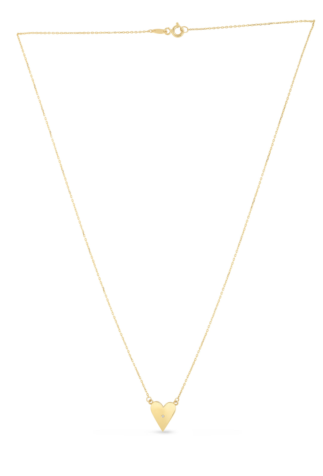 14K Gold Diamond Elongated Heart Necklace