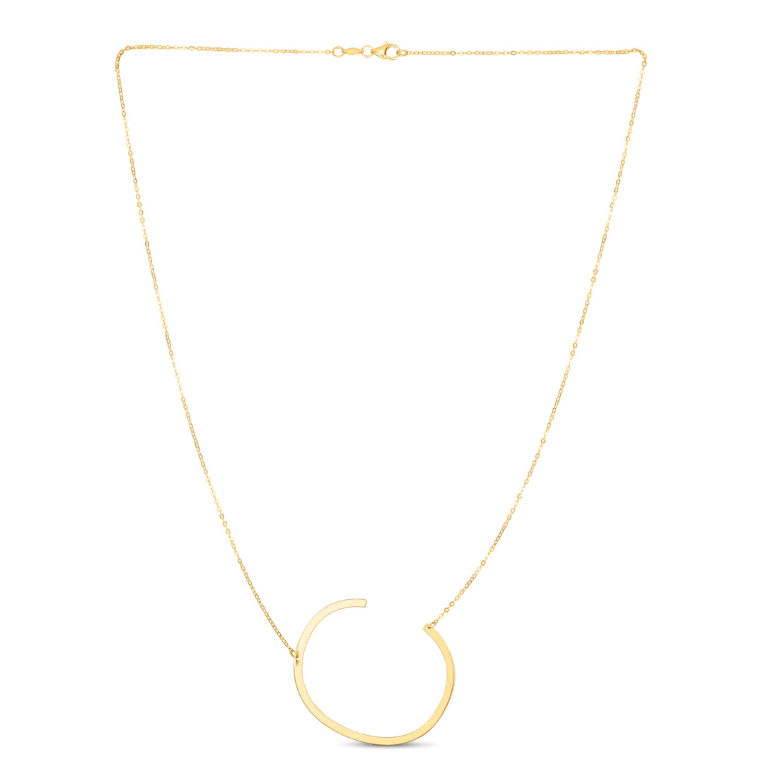 14K Gold Large Initial C Necklace