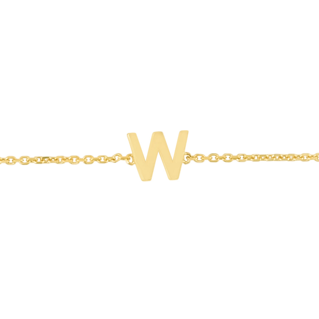 14K Mini Initial W Necklace