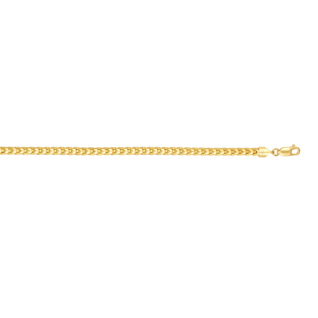 14K Gold 24"" 5mm Diamond Cut Round Franco Chain