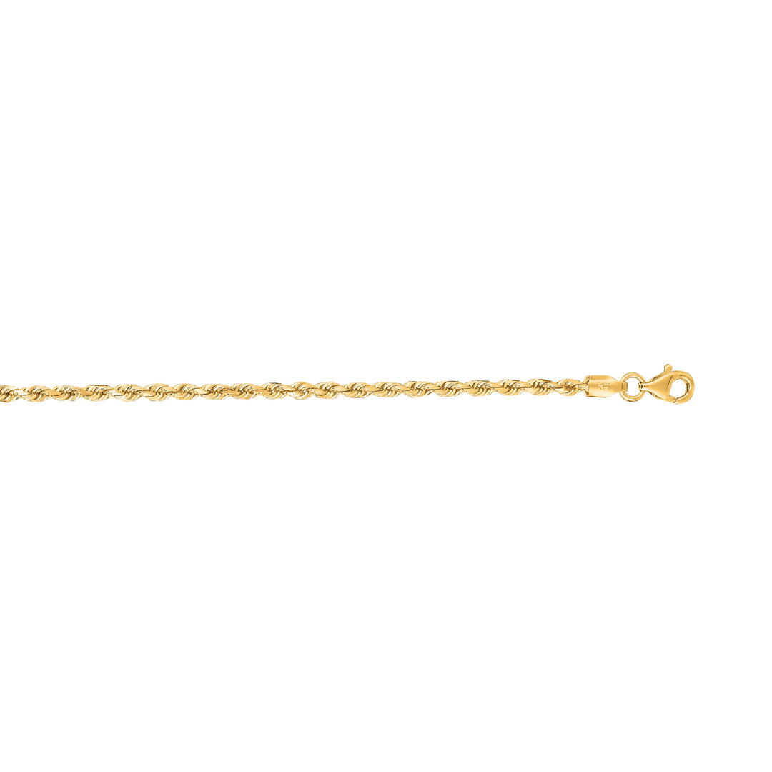 14K Gold 16"" 2.5mm Diamond Cut Royal Rope Chain