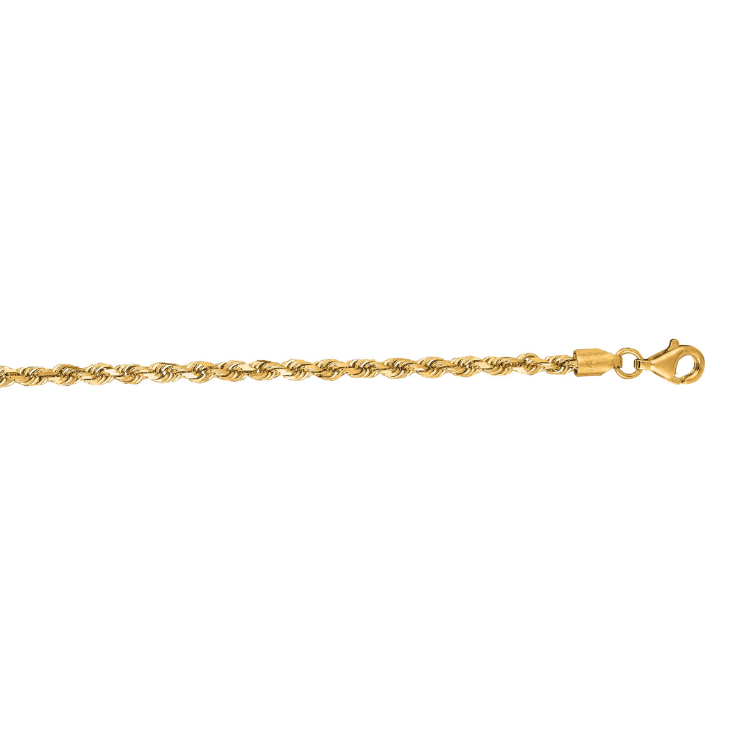 14K Gold 30"" 2.75mm Diamond Cut Royal Rope Chain