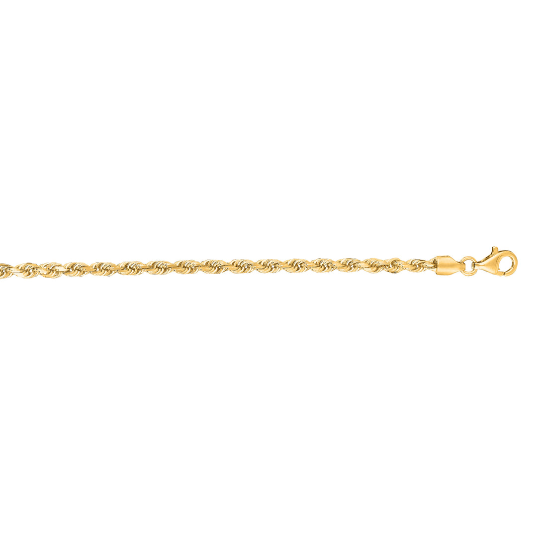 14K Gold 24"" 3mm Diamond Cut Royal Rope Chain