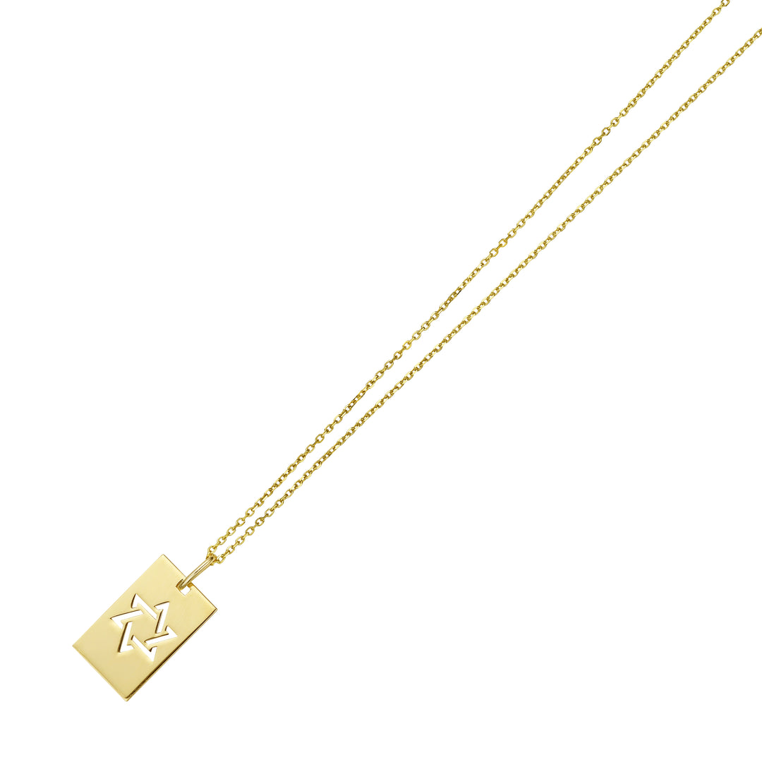 14K Gold Star of David Tag Necklace