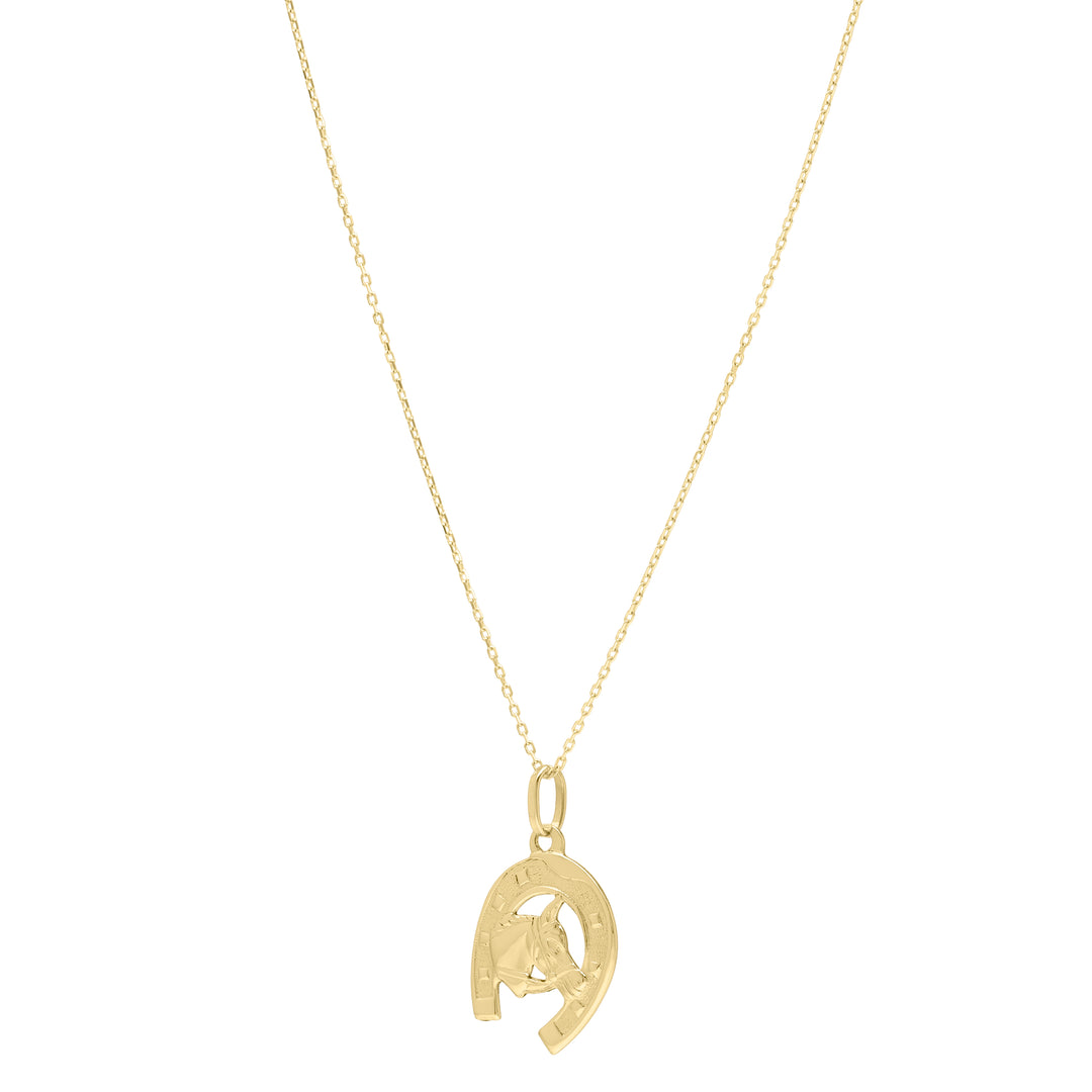 14K Horse & Horseshoe Pendant
