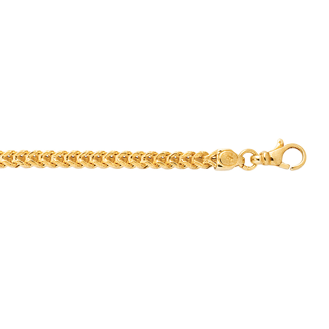 14K Gold 26"" 4.4mm Semi-Solid Square Franco Chain