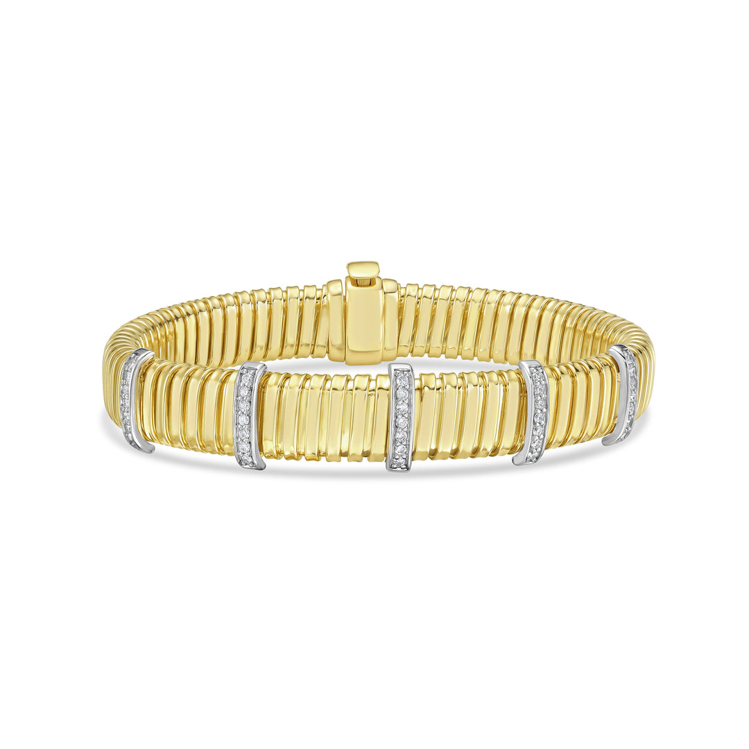 14K Five Station Diamond Tubogas Bracelet
