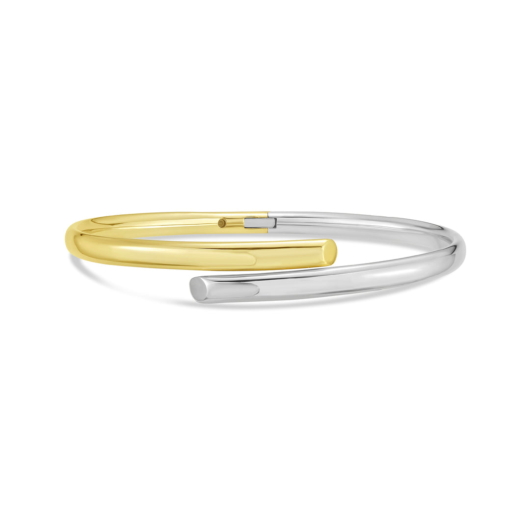 14K Two Tone Gold Bypass Bangle