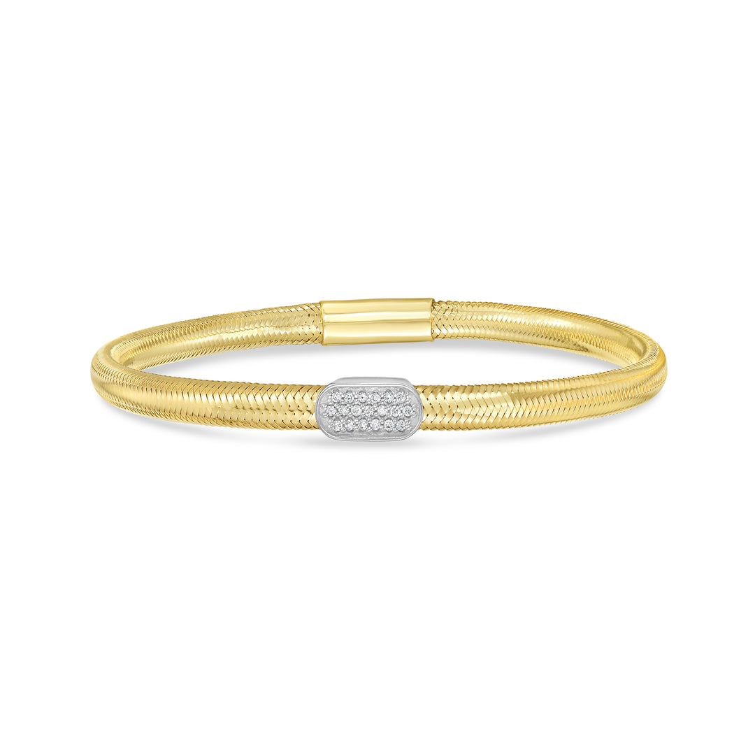 14K Diamond Oval Stretch Mesh Bracelet