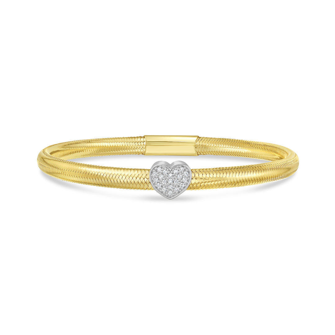 14K Diamond Heart Stretch Mesh Bracelet