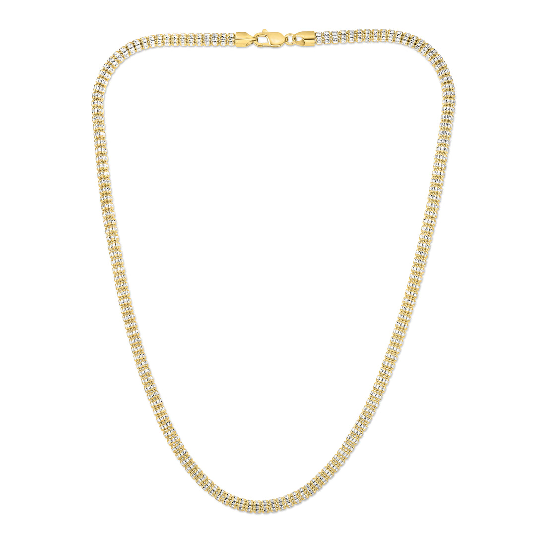 14K Gold 20"" 4.25mm Two-Tone Fancy Ice Chain